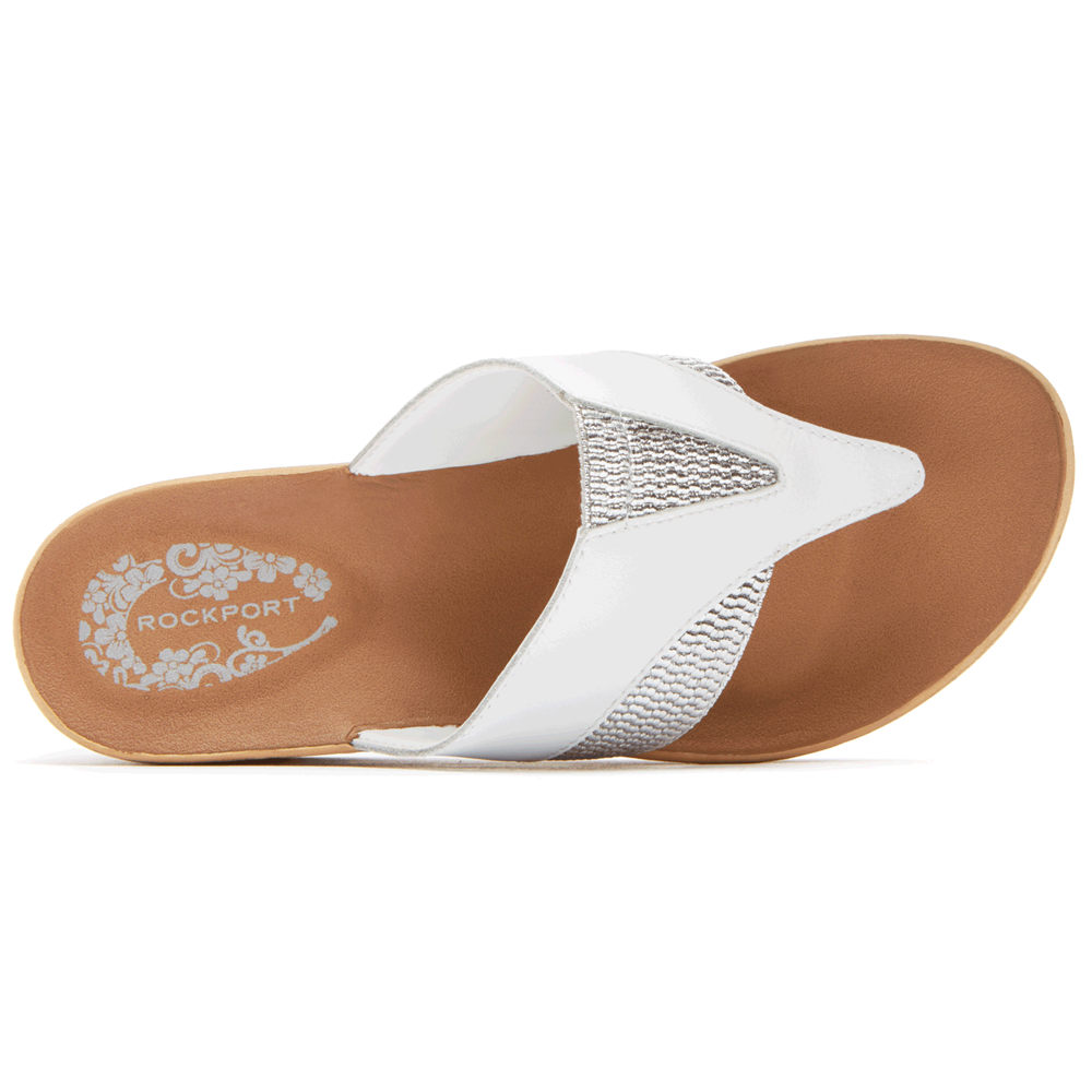 Rockport Womens Wedges White - Weekend Casuals Lanea Gore Thong - UK 840-DNYOIL